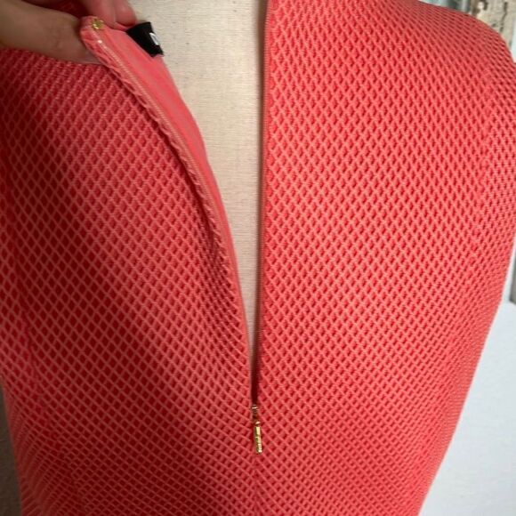 DKNY Womens A Line Sleeveless Waffle Mini Dress Pleated Coral Size 14 NWT - Picture 6 of 13